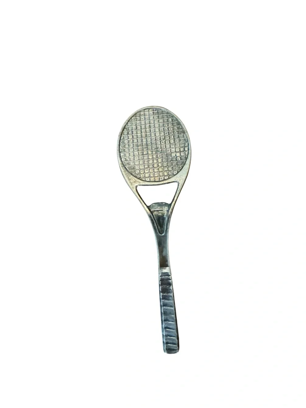 Vintage Metal Tennis Racket beer opener - Silver